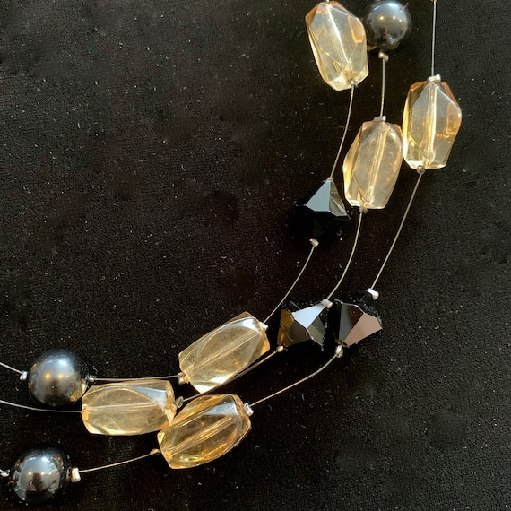 Vintage 90's Beads on Wire Necklace • Black & Sli… - image 3