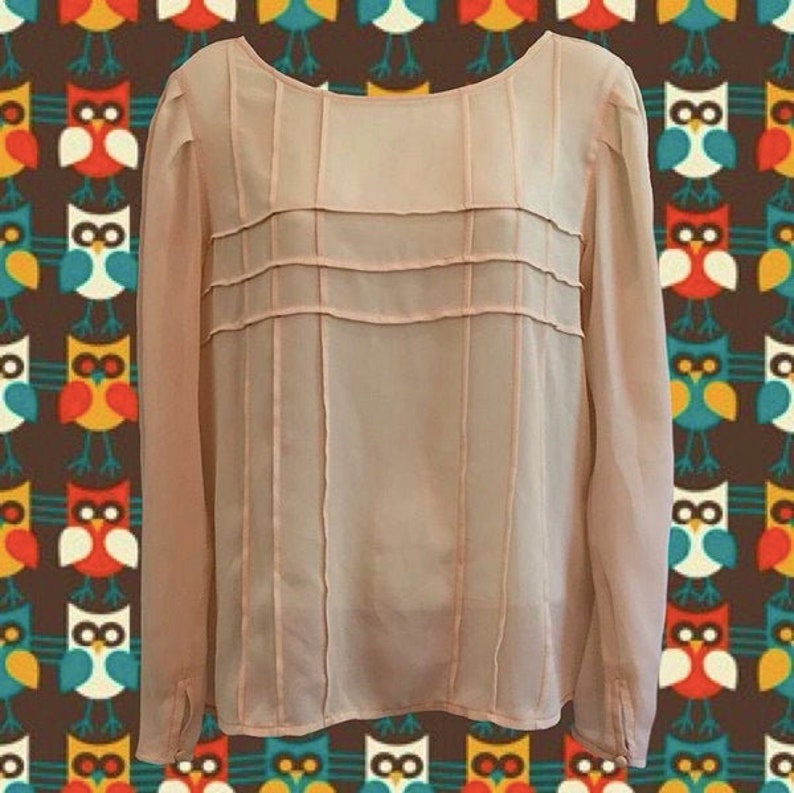 Vintage 1970's Albert Nipon Silk Blouse Sheer Ivory Fabulous Seam Detailing Amazing Condition image 1