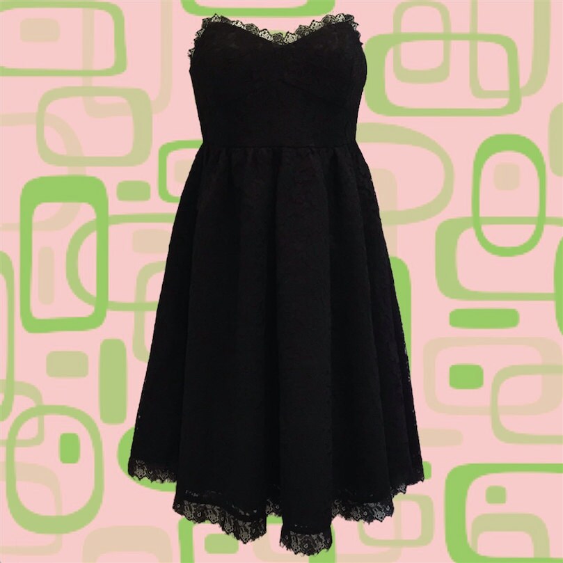 black lace 50s style dress