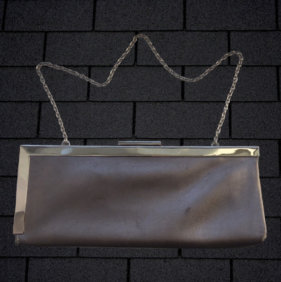 Vintage 90's Calvin Klein Silver Leather Bag • Uni