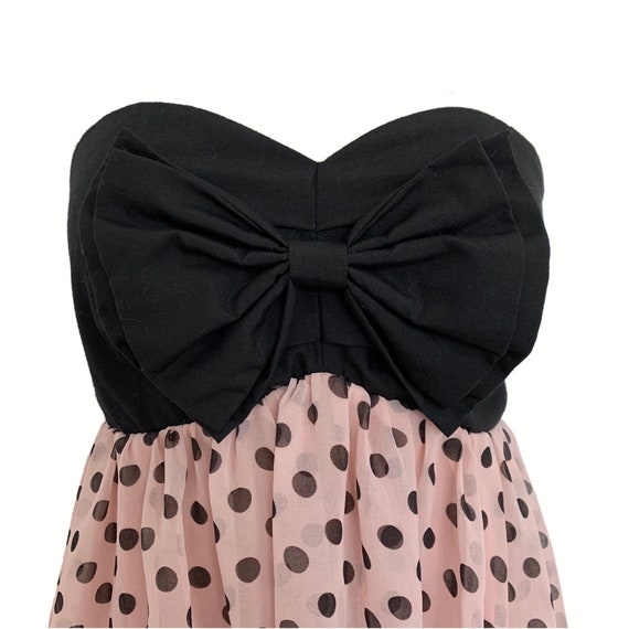 Vintage 90's Strapless Dress • Black & Baby Pink … - image 2