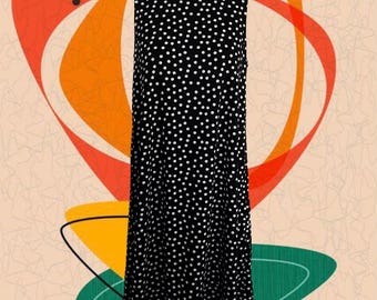 Vintage 00's A-Line Black & White Polka Dot Dress • Sleeveless • Super Swingy • Mandarin Neckline • Easy Summer Look