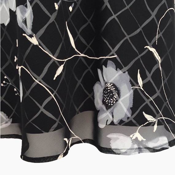 Vintage 80's Black and White Floral Dress • Sheer… - image 3