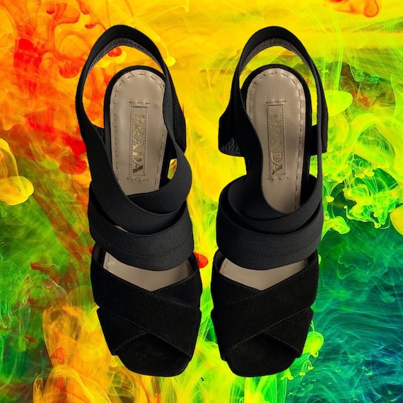 black thick strappy heels