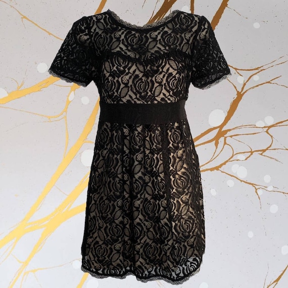 Empire Waist Little Black Lace Dress • Black Rose… - image 1