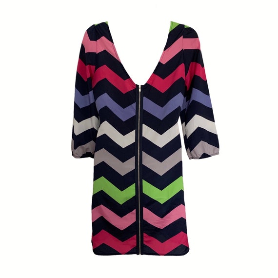 Vintage 90's Chevron Stripe Dress • Bold Pattern … - image 5