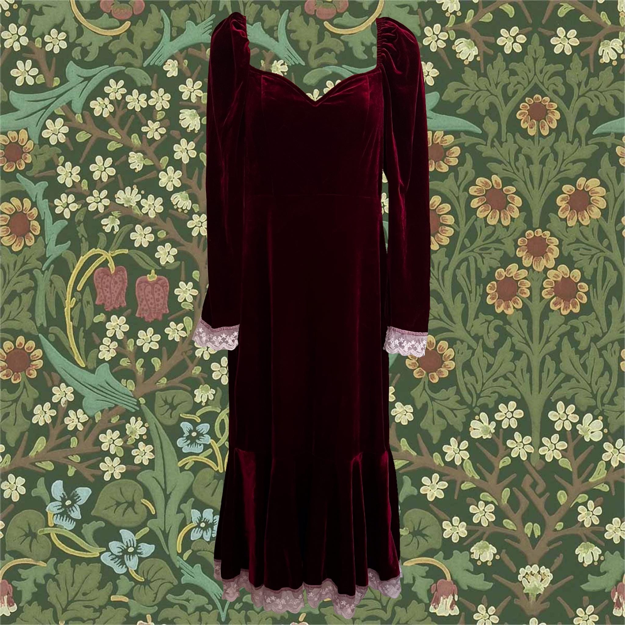 Burgundy Velvet Dress Vintage - Etsy