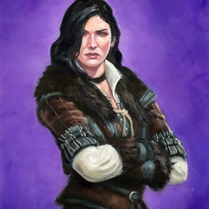 The Witcher, Yennefer di Vengerberg. Dipinto a olio su tela, Arte fantasy, Belle arti, Decorazione murale, 24x18"