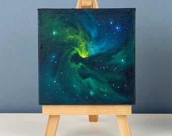 Tiny Galaxy Oil Painting | Starry Night Mini Art | Celestial Wall Decor | Space Lover Gift | Galactic Spiral