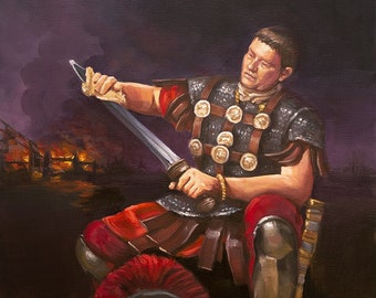 Roman centurion - A hard day's work. Oil Painting of canvas, Historical Art, Fine Art, 21x18"