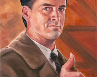 Twin Peaks, Dale Cooper portrait- 18x13" original Oil Painting