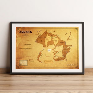 Dünenkarte - Arrakis Poster. Kunstdruck, Poster, Science Fiction, 12x18 | 18x24 | 60x90 cm