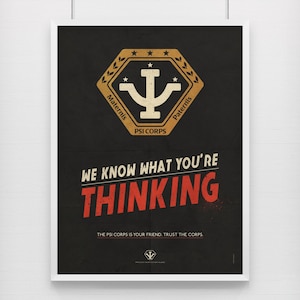 Babylon 5 - Psi Corps. Propaganda retro style sci-fi poster. TV show. Geek gift. Geek Decor.