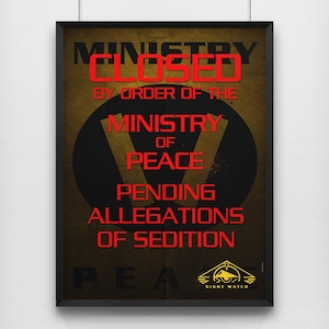Babylon 5 - Nightwatch / Ministry of Peace closure notice. Sci-fi poster. TV show. Geek gift. Wall Decor.