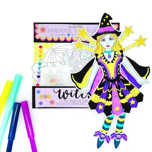 Craft Kit: DIY Witch Papercraft, Kids craft kit,halloween kids craft,childrens craft,halloween gift