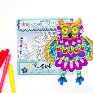 Eule Bastelset, Kinder Basteln, Papier DIY Eule, Kinder Bastelset, Stocking Füller, Achtsames Ausmalen, Kinder ausmalen, Erwachsene Ausmalen