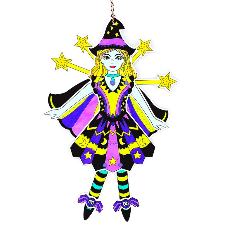 Craft Kit: DIY Witch Papercraft, Kids craft kit,halloween kids craft,childrens craft,halloween gift image 5
