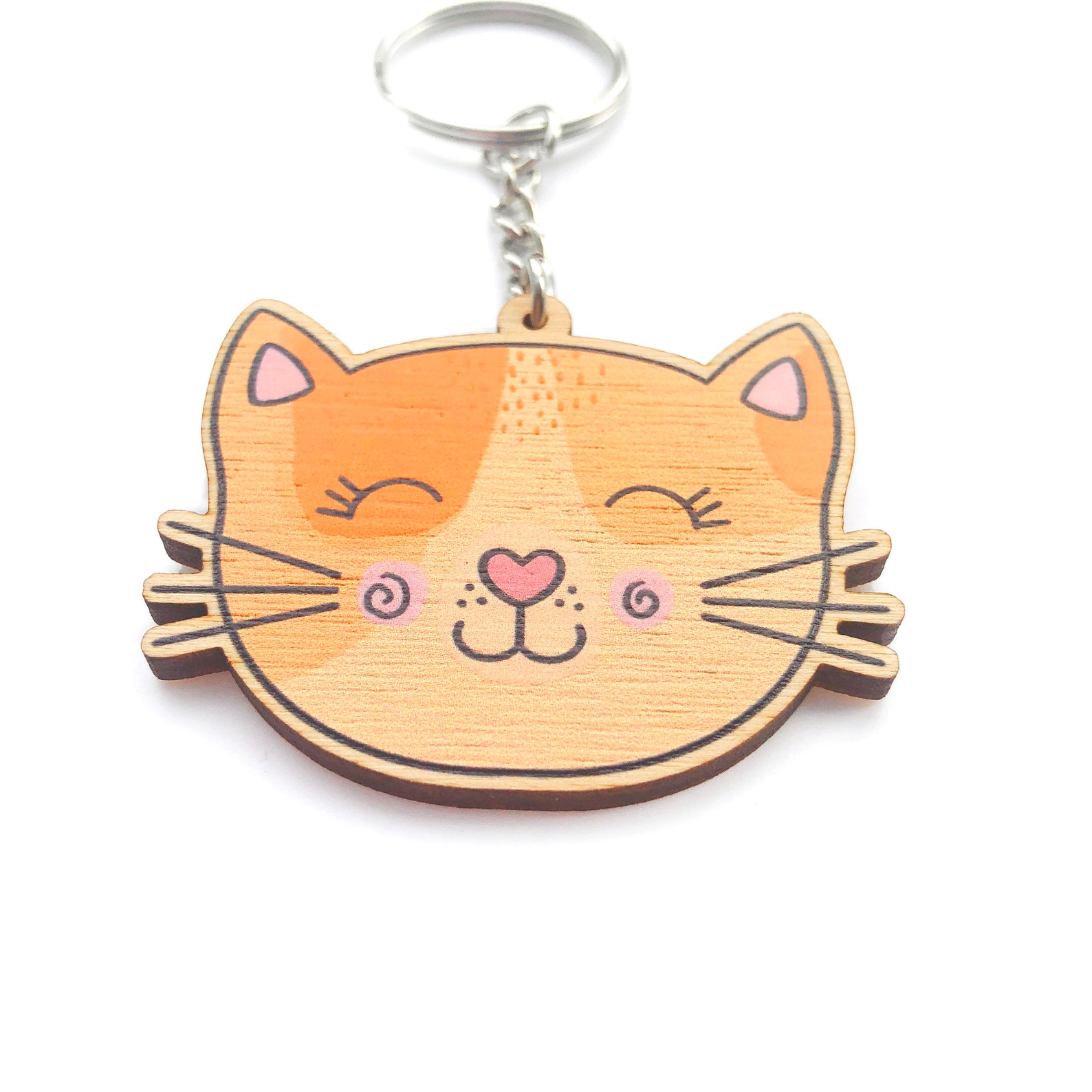 Cat Keyring Wooden for Kids Etsy UK