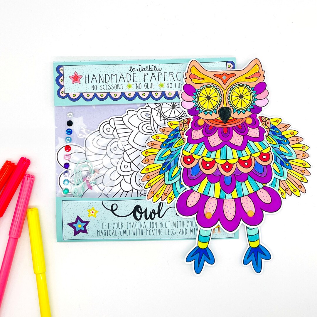 Owl Craft Kit Childrens Paper Craft Paper DIY Owlkids Craft Etsy