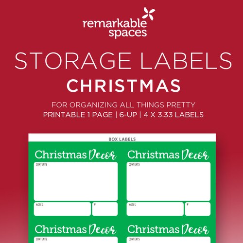 Holiday Storage Labels - Christmas Decorations & More Organizing Labels -  PRINTABLE Labels