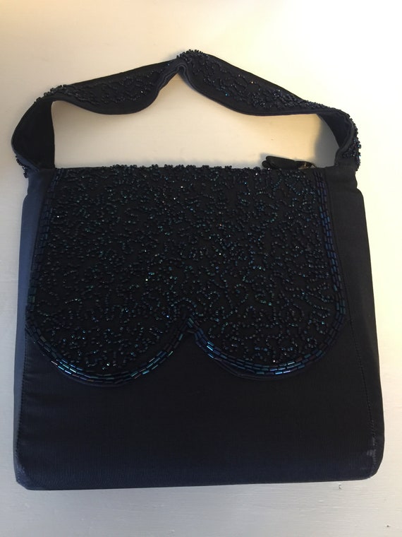 Vintage Beaded Black Purse - image 3