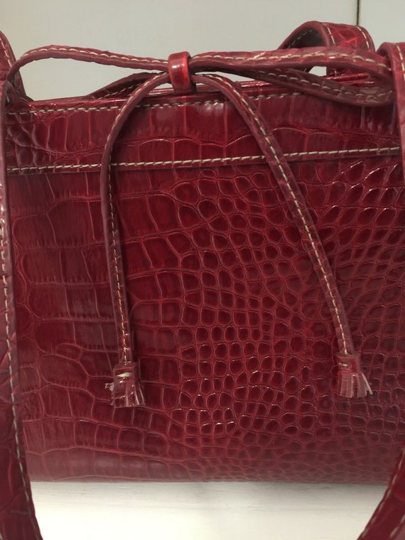 Vintage Shoes and Purse Faux Burgundy Snakeskin - image 7