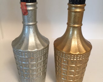 Vintage Gold and Silver Splatter Painted Bottles