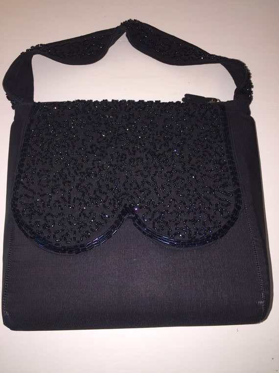 Vintage Beaded Black Purse - image 4