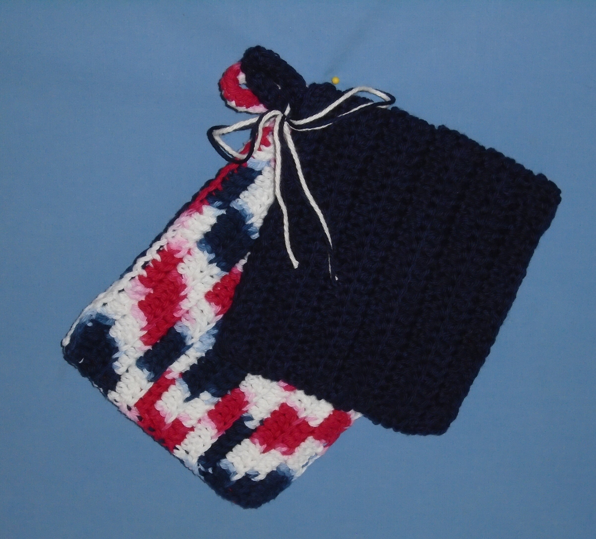 Hand Crocheted Pot Holders Set of 2/large & Small Double Thickness