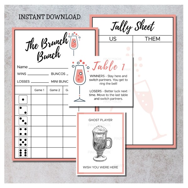 Brunch Bunco Score Sheet Set