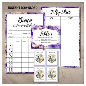 Printable Purple Bunco Score Set