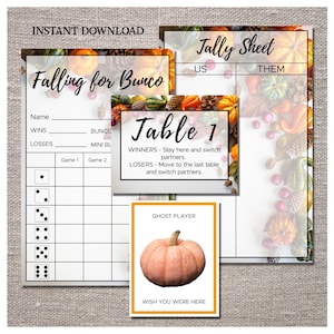 Falling for Bunco Score Sheets