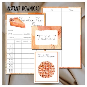Pumpkin Pie Bunco Score Set