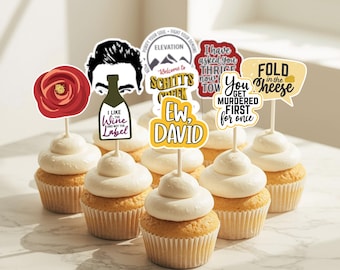 Selecciones de fiesta de Schitts Creek, adornos para cupcakes, decoración para despedida de soltera y noche de chicas