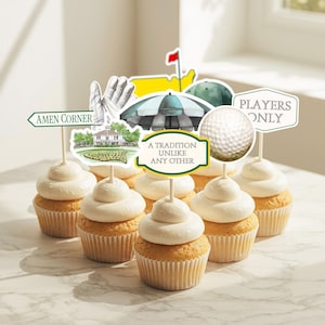 Golf Party Picks Green Jacket Party Cupcake Toppers Golf Tournament Party Decor Spring