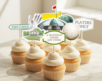 Golf Party Picks Green Jacket Party Cupcake Toppers Golf Tournament Party Decor Spring
