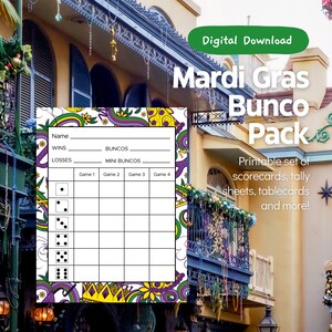 Mardi Gras Printable Bunco Set