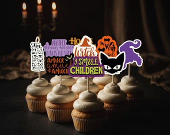 Hocus Pocus Party Picks Sanderson Sisters Cupcake Toppers Witch Party Halloween Decor