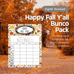 Happy Fall Y&#39;all Printable Bunco Set