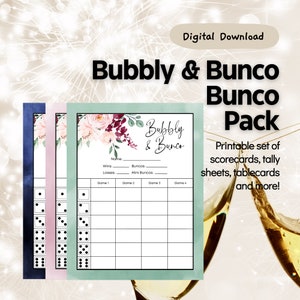 Set di fogli segnapunti Bubbly e Bunco