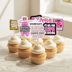 Mean Girls Inspired Cupcake Toppers Pink Party Decor for Mean Girls Themed Party
