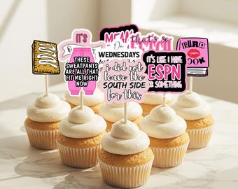 Mean Girls Inspired Cupcake Toppers Pink Party Decor for Mean Girls Themed Party