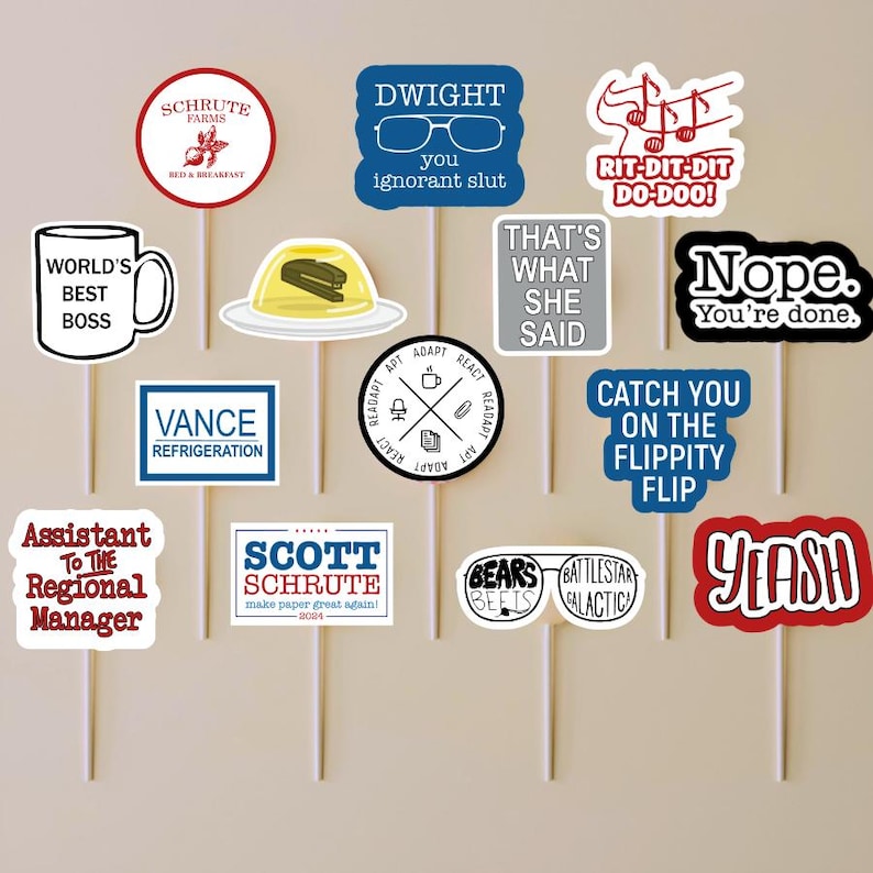 The Office Party Picks Dunder Mifflin Cupcake Toppers Office Birthday Watch Party Decor image 5