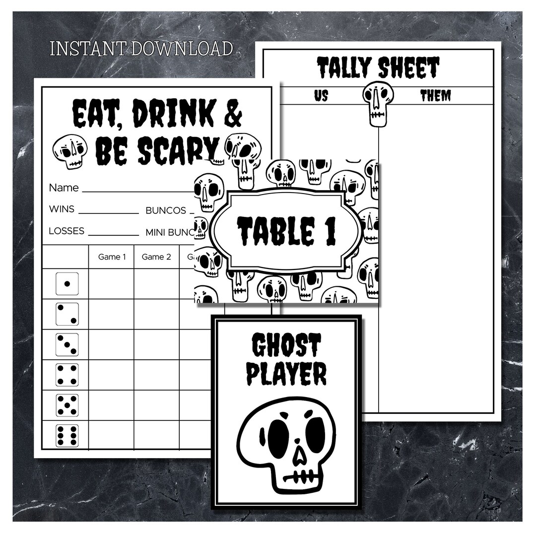 Eat Drink and Be Scary Printable Bunco Set - Etsy