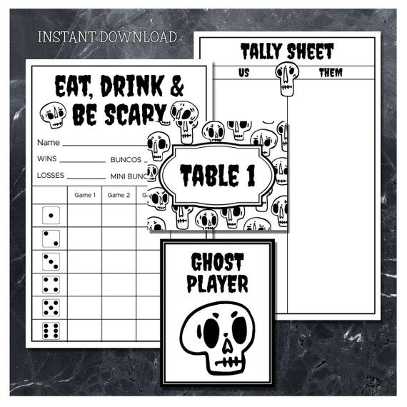 Eat Drink and Be Scary Printable Bunco Set | Etsy