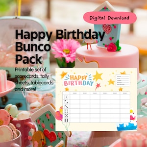 Printable Birthday Bunco Score Card Set