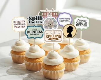 Regency Party Picks Dark Floral Cupcake Toppers Bridgerton Inspired Party Decor Garden Soiree