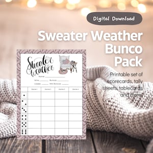 Sweater Weather Bunco Score Set