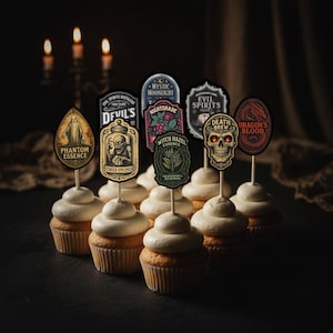 Dark Apothecary Party Picks Gothic Cupcake Toppers Dark Party Decor Witchcore Halloween