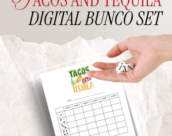 Druckbares Tacos & Tequila Bunco Set